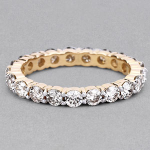 White Diamond Band Ring in 14K Yellow Gold