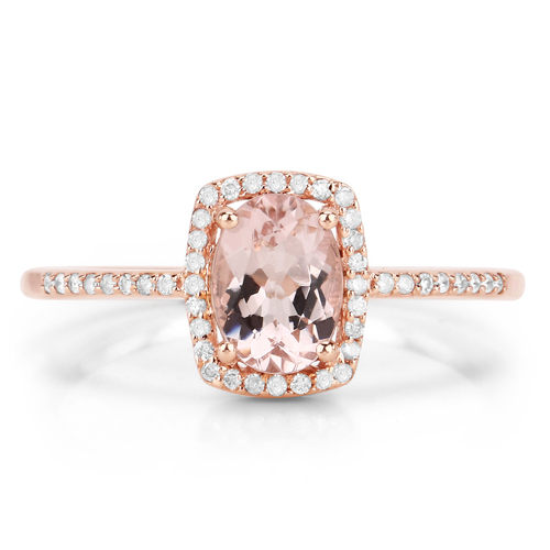 14K Rose Gold 0.70 ctw Genuine Morganite Ring by Haute Facets.