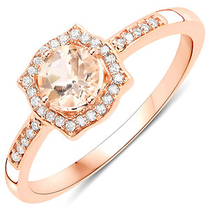 0.41 ctw Round Morganite Halo Ring in 14K Rose Gold by Haute Facets