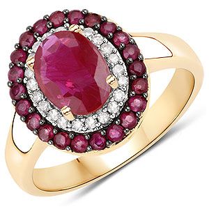 2.11 ctw Oval shape Ruby Ring in 14K Yellow Gold by haute facets