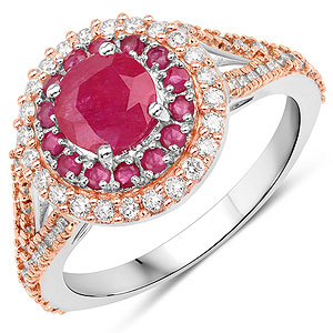 1.05 ctw Round Ruby Ring in 14K White & Rose Gold by haute facets